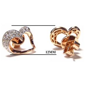 Boucles d'oreilles clous en or blanc 18 carats avec diamants 100 % naturels, design cœur tendance, idéales pour la fête des Mères, les mariages et les soirées – Meilleures ventes - Product Image 2