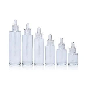 2022 New Design Free Sample Cosmetic Skin Care Essential Oil 5ml 10ml 15ml 20ml 30ml Empty Clear Glass Dropper Bottles