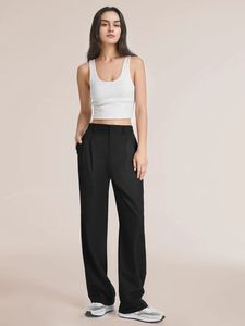 Pantaloni <span class=keywords><strong>da</strong></span> <span class=keywords><strong>Donna</strong></span> Primaverili a Vita Alta, Gamba Larga, Casual, Stile Coreano, Tinta Unita, per Ufficio - Product Image 5