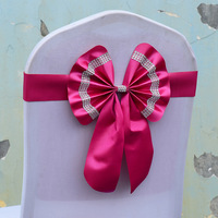 Rubans de chaise en satin rose vif pour mariage, nœuds décoratifs, couvre-chaises, rubans DIY pour la décoration de chaises de fête