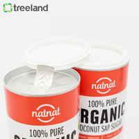 Emballage personnalisé en tube de papier cylindrique pour poudre de noix de coco avec couvercle pelable en aluminium, impression quadricolore, recyclable, qualité alimentaire, OEM