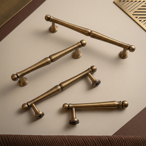 Vintage Segmented Bar Pulls Antique Brass Furniture Cabinet Handles for Wardrobe Kitchen Cabinet Drawer - Product Image 1
