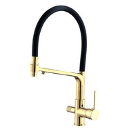 Robinet de cuisine moderne en acier inoxydable 304 à double poignée, rotation universelle en céramique, pour eau chaude et froide, purificateur d'eau pour hôtels
