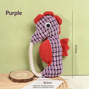 Juguete Masticable para Perros con Forma de Caballito de Mar, Juguete de Peluche Interactivo con Cuerda para Perros Pequeños y Medianos - Product Image 2