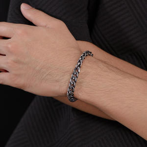 Stile semplice europeo gioielli da uomo Hip Hop alta lucidata da uomo bracciale in acciaio inox gancio cubano catena a maglia con fibbia - Product Image 6