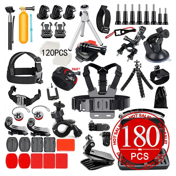 JUNNX Go Pro Kit Action Camera Accessories Set for GoPro Max Hero 10 9 8 7 6 5 4 3 Session Insta360 Xiaomi Yi DJI Campark