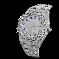 Nuevo Reloj de Moda para Hombre, Estilo Hip-Hop, con Incrustaciones de Diamantes, Diseño de Espinas, 50mm, Cuarzo, 30M, Superventas
