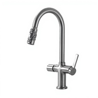 Robinet de lavabo moderne en laiton brossé avec capteur tactile LED, cartouche céramique, monotrou, à poser sur le comptoir, monocommande, pour salle de bain