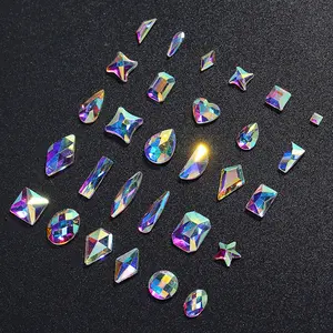 Damla ay kalp 3D DIY dağınık boncuklar Flatback kristal çivi kristal Rhinestones