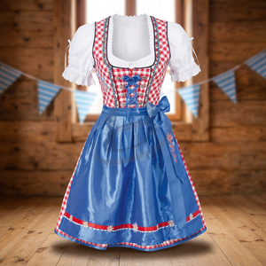 Hecho a mano azul Rosa 100% algodón Dirndl de Baviera alemán vestido Oktoberfest prendas de vestir) - Product Image 3