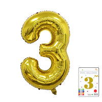 Ballon en Mylar en forme de chiffre, style mince, 32 pouces, gonflable à l'hélium, emballé individuellement avec support en carton pour la décoration de fête d'anniversaire
