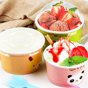 RTS <strong>Disposable</strong> Custom Logo 4oz 5oz 6oz Kids Mini Paper Ice Cream <strong>Cups</strong> Food Packaging <strong>Cute</strong> Ice Cream <strong>Cup</strong> With Lid and Spoon - Product Image 3