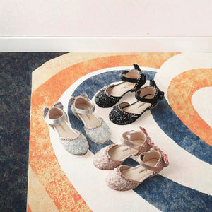 Girls' PU Platform Ballet Dancing Shoes2025 Autumn New Style Children's <b>Shoes</b> with Rubber Outsole <b>Glittering</b> Designer <b>flats</b> - Product Image 3