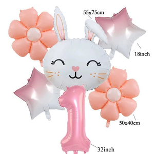 Globos de Aluminio con Forma de Cabeza de Conejo, 32 Pulgadas, Decoración de <span class=keywords><strong>Cumpleaños</strong></span>, 5 Piezas, Color Rosa, Decoración de Pascua, Juego de Globos de Número - Product Image 2