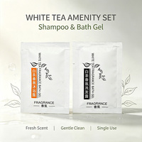 Kit de Soins Corporels Jetables au Parfum de Thé Blanc, Gel Douche et Shampoing Sans Silicone, Qualité Cosmétique, Format Voyage, OEM/ODM Personnalisé, Marque Privée