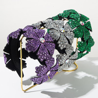 Serre-tête fleuri gravé de diamants, style vintage européen et américain, accessoire de cheveux haut de gamme pour événements formels
