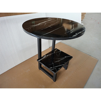 HUACZ Table d'appoint de canapé en bois Texture de marbre noir Tables basses à bout rond en bois