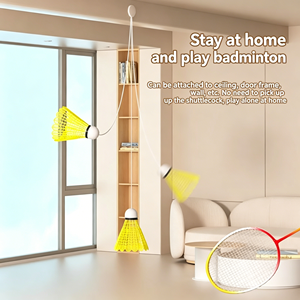 Entraîneur de badminton mural pour entraînement individuel avec corde élastique réglable en hauteur et volant de rebond pour utilisation à domicile ou en salle de sport - Product Image 3