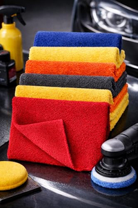 Serviettes de lavage de voiture réutilisables en microfibre corail 40*40cm, fournisseur OEM, 400/500/550 GSM, chiffons de nettoyage ultra absorbants pour voiture - Product Image 2
