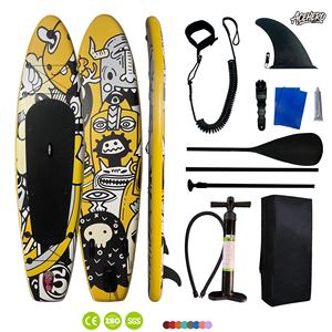 Planche de <span class=keywords><strong>paddle</strong></span> gonflable pliable résistante à la corrosion, style dessin animé jaune, pour adultes, loisirs, écologique, portable, <span class=keywords><strong>3</strong></span> <span class=keywords><strong>ailerons</strong></span> - Product Image 3