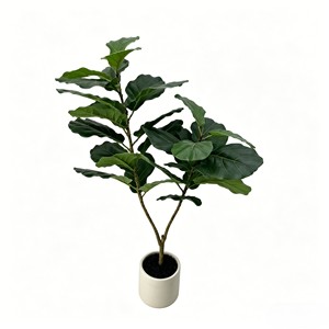Artificial <b>Tree</b> Green <b>Potted</b> with Piano Leaf Banyan Ornaments for Living Room Floor Simulation - Product Image 1
