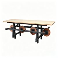 Table de cantine intégrée robuste 8 places avec plateau en bois et tabourets intégrés pour usage scolaire (vente en gros)