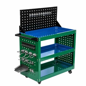 Carro de herramientas de acero laminado en frío de alta resistencia con tablero perforado y cajón con cerradura, capacidad de carga de 300 kg, móvil industrial OEM/OBM - Product Image 5