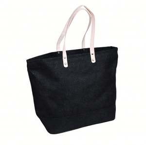 Sac fourre-tout en jute avec logo personnalisé, poignée en cuir écologique, sac de courses avec fermeture éclair - Product Image 6