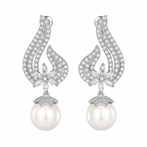 Boucles d'oreilles florales en perles avec ailes d'ange, ornements élégants pour dîner, cadeaux pour femmes - Product Image 6