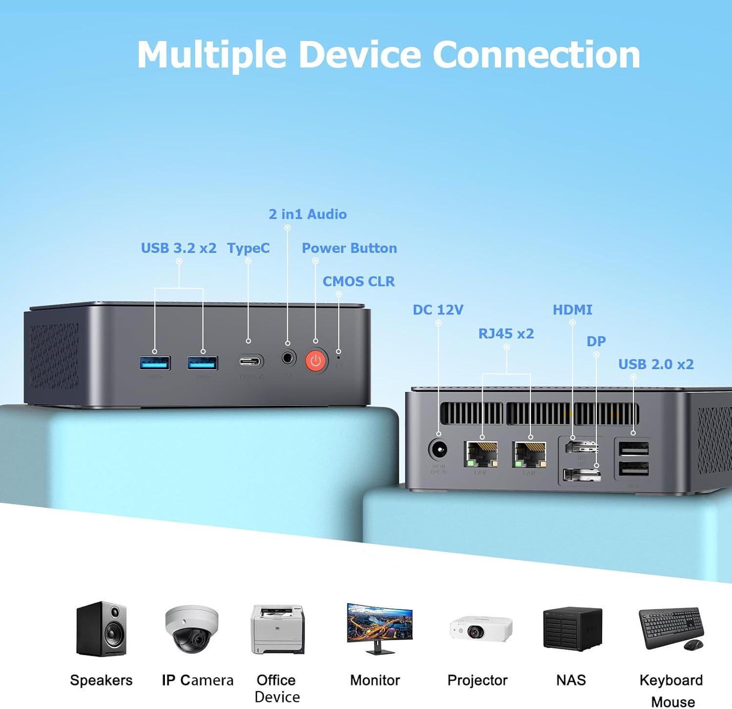 AWOW New Mini PC Intel N100 Quad-Core 3.6GHz 8GB DDR4 256GB SSD DP