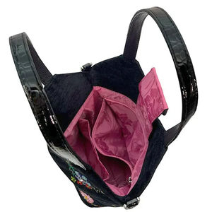 กระเป๋าสะพายไหล่สไตล์ชาติพันธุ์ลำลองสำหรับผู้หญิง ทำจากหนัง ตกแต่งด้วยลายดอกไม้สีสันสดใส ประดับด้วยอัญมณี ดีไซน์เย็บปักถักร้อย พร้อมซิปเปิด-ปิด - Product Image 4