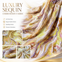 Tissu Scintillant Brodé de Paillettes et Dentelle en Maille Imprimé Tie-Dye Écologique 2026 pour Robe de Soirée Femme, Personnalisable OEM, Échantillon Gratuit