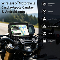 Sistema de Navegación para Motocicleta Bestsonic de 5 Pulgadas, TPMS Inalámbrico, Android Auto, GPS, Resistente al Agua IP67, Pantalla Táctil HD, Bluetooth, Siri