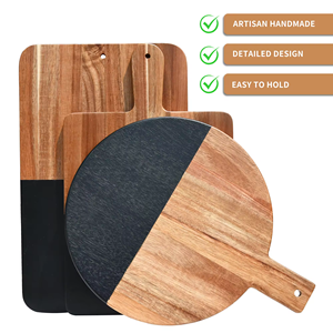 Youlike 2024 nueva tabla de cortar rectangular de madera de acacia con mango para carne, fruta y pan - Product Image 4