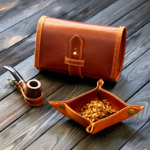 Étui à pipe en cuir pleine fleur fait main avec logo personnalisé, organisateur de pipe à tabac, vente en gros PRB-0003B - Product Image 1