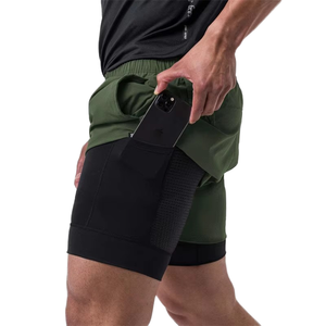 2 1 New Straight Leg Hommes Taille élastique Canvas Respirant Quick-Dry Solid Color Casual Sports Shorts Running Basketball - Product Image 1