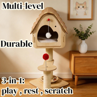 Arbre à chat personnalisé, maison pour chat, planche multi-niveaux, corde en sisal, tour à chat multi-étages, griffoir personnalisé, nid chaud, facile à assembler