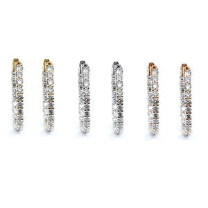 Boucles d'oreilles créoles en or blanc massif 18 carats avec diamants véritables, design élégant, haute qualité, pour femme, cadeau de mariage, fête, vente en gros - Product Image 4
