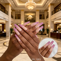 Uñas Postizas Ombre Degradado al por Mayor, Uñas Artificiales Largas Tipo Ataúd Rosa Púrpura, Uñas Falsas Reutilizables con Logotipo Personalizado para Fiesta