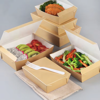 Boîte à lunch en papier jetable personnalisée pour emporter, en matériaux recyclés, pour salade, porridge, dessert (commandes personnalisées)