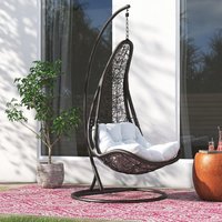 Ensemble de chaises suspendues en rotin avec cadre en métal pour l'extérieur, chaise suspendue en forme d'œuf pour le jardin, avec support
