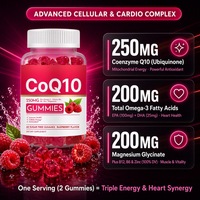 Gummies sans sucre CoQ10 250mg Oméga 3 Magnésium Zinc B12 Énergie cardiaque Antioxydant 60 unités