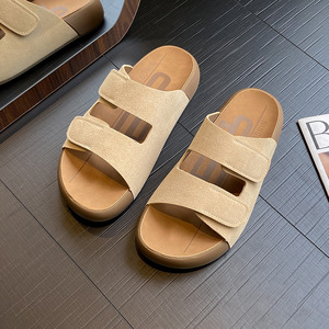 Sandales <span class=keywords><strong>Femme</strong></span> Bouton Double Style Rétro Été, Semelles Moelleuses Épaisses, <span class=keywords><strong>Tongs</strong></span> de Plage, 2591 - Product Image 1