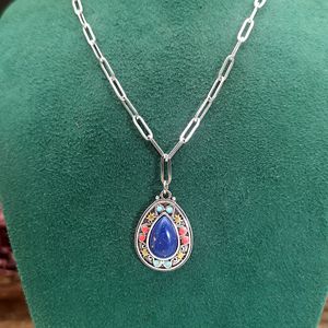 Collana con ciondolo unisex blu letterario, gioielli vintage per tutti i giorni, idee regalo - Product Image 6