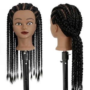 Vente en gros de haute qualité 100% vrais cheveux professionnel Afro tête de mannequin cheveux humains tête de formation de coiffure pour la vente en magasin - Product Image 2