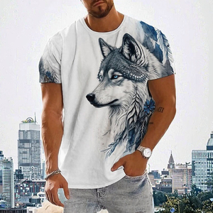 Camiseta de Manga Corta para Hombre, Diseño 3D, Corte Holgado, Estampado de Bestia Feroz, Transpirable, Poliéster/Algodón 180g, Nueva - Product Image 3