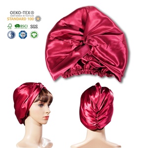 Favori Bonne Vente Double Couche <span class=keywords><strong>Rouge</strong></span> Bourgeon Bonnet 100% Mûrier Réglable Soie Sommeil Chapeau Femmes Casquette - Product Image 1