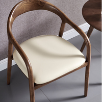 Fauteuil nordique en bois massif et cuir massif pour hommes, dossier simple, pour la maison