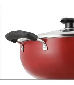 Multipurpose Non-Stick Aluminium Kadai Set with Glass Lid (240mm, 260mm, 280mm), Induction & Gas Compatible, Heat-Resistant - Product Image 3