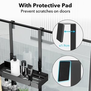 Bathroom <b>Storage</b> Rack 60X70cm Double Layer Black Wall Mounted For <b>Shower</b> Gel Shampoo Organizer Durable - Product Image 2